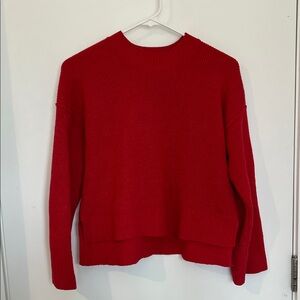 Hippie Rose Red Ribbed Crewneck Sweater